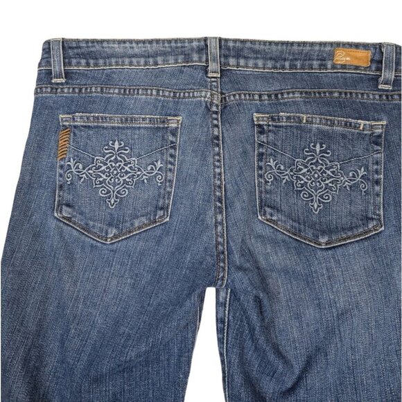 Paige Premium Womens Denim Walking Shorts Sz 31 Embroidered Back Pockets Stretch - Picture 3 of 11